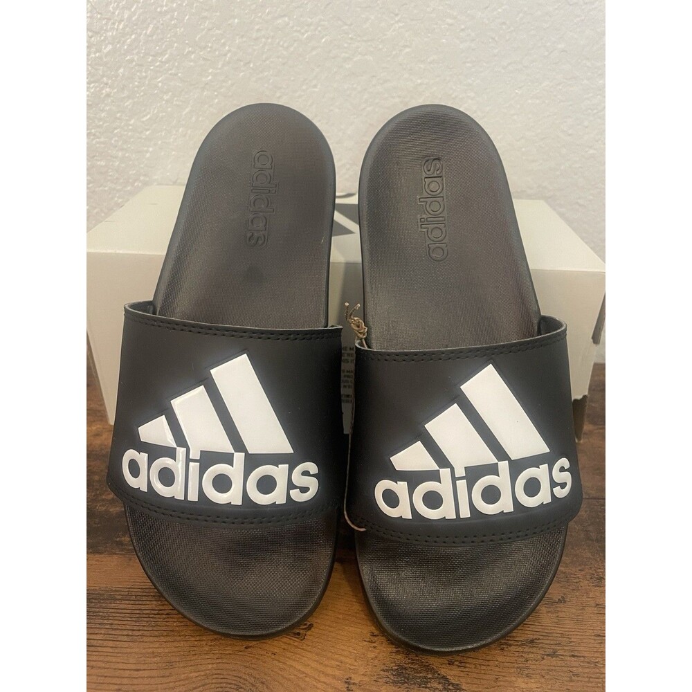 Adidas Adilette Black & White Comfort Slides Slip-on Sandals Men's Size 6